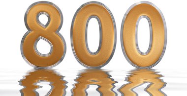 Su yüzeyine yansıyan rakamı 800, üzerinde beyaz izole,