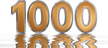 Rakamı 1000, bin, su yüzeyi üzerinde isol yansıyan