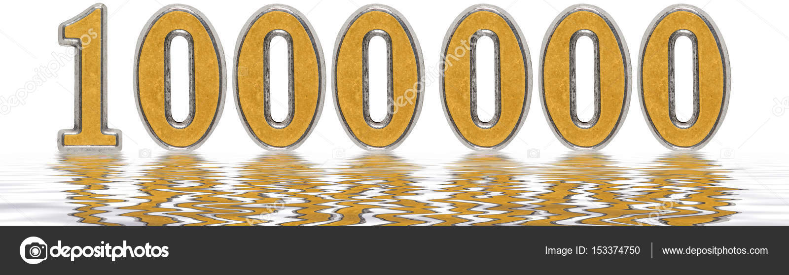 Numeral 1000000 one million reflected on the water surface is Stock Numeral 1000000 one million reflected on the water surface is Stock