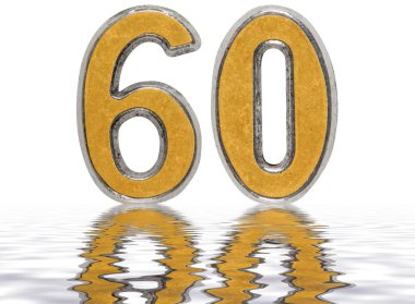 Rakamı 60, altmış, altı, su yüzeyine yansıyan izole
