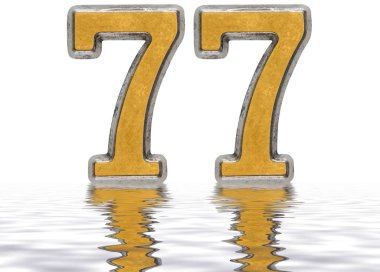 Rakamı 77, yetmiş yedi, su yüzeyinde, Isola yansıyan