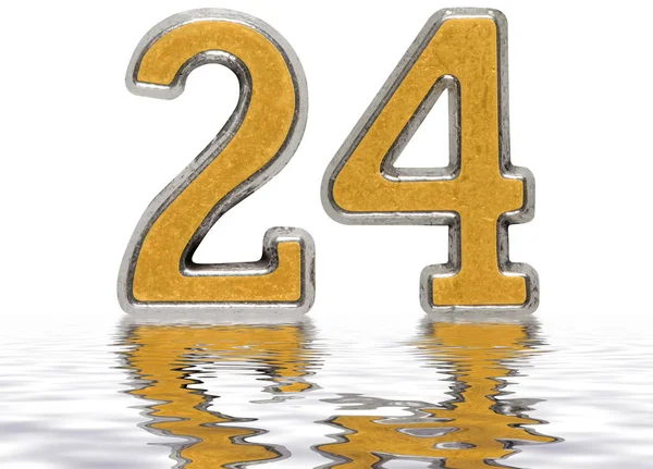 Numeral 24, vinte e quatro, refletido na superfície da água, isolar — Fotografia de Stock