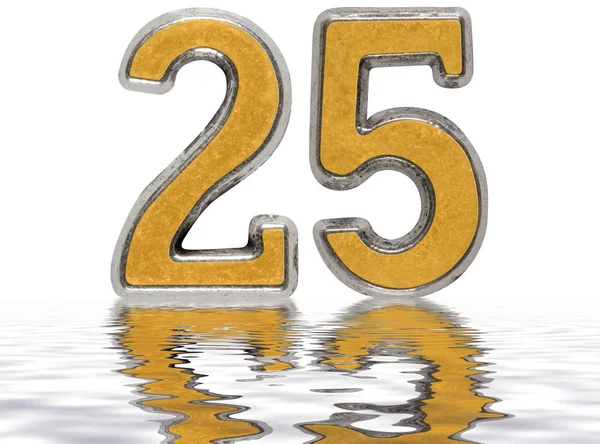 Numeral 25, vinte e cinco, refletido na superfície da água, isolar — Fotografia de Stock