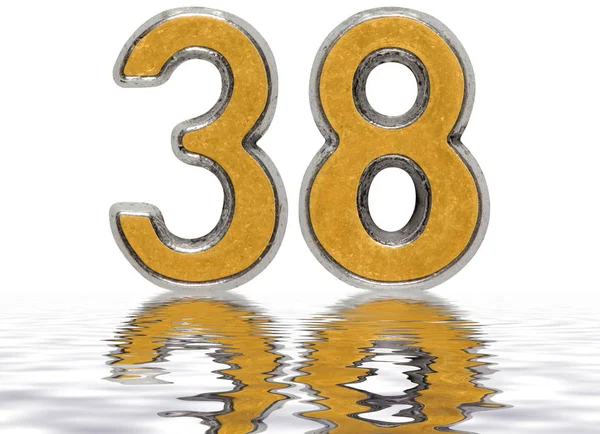 Numero 38, 38, riflesso sulla superficie dell'acqua, isolato — Foto Stock