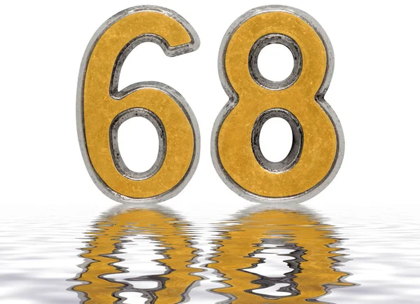 Numeral 68, sessenta e oito, refletido na superfície da água, isolar — Fotografia de Stock