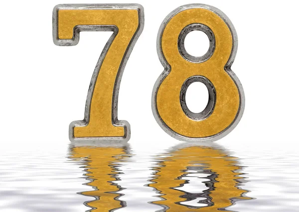 Ziffer 78, achtundsiebzig, spiegelt sich auf der Wasseroberfläche, isola — Stockfoto