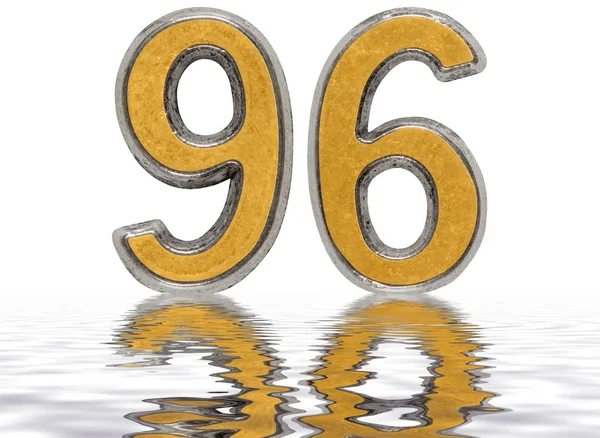 Απομονωμένη αριθμητικό 96, ενενήντα έξι, αντικατοπτρίζεται στην επιφάνεια του νερού, — Φωτογραφία Αρχείου