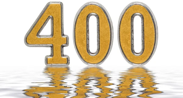 Numeral 400, quatrocentos, refletido na superfície da água, isola — Fotografia de Stock