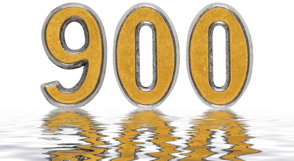 Numeral 900, nine hundred, reflected on the water surface, isola — Stock Photo, Image