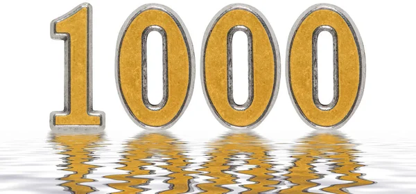 Ziffer 1000, tausend, spiegelt sich auf der Wasseroberfläche, isol — Stockfoto