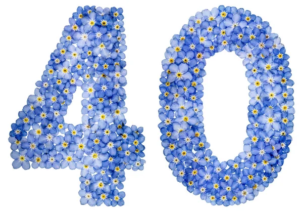 Арабські цифри 40, сорок років, від блакитний незабудки не квіти — стокове фото