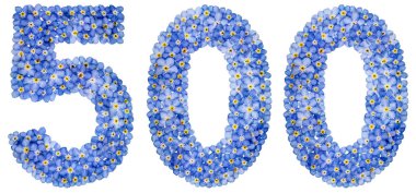 Mavi unutma çiçek gelen Arapça rakamı 500, 500,
