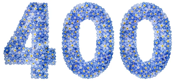 Arabisch cijfer 400, vierhonderd, van blauwe forget-me-not bloem — Stockfoto