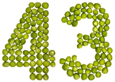 Arapça WHI üzerinde izole rakamı 43, yeşil bezelye, üzerinden kırk üç