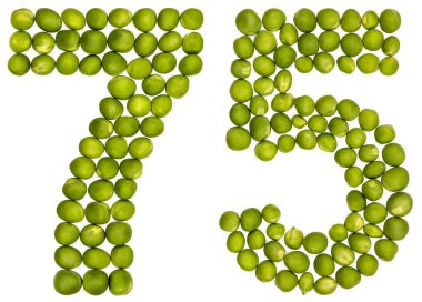 Arapça wh izole rakamı 75, yeşil bezelye, üzerinden yetmiş beş