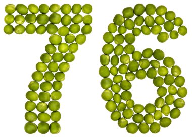 Arapça WHI üzerinde izole rakamı 76, yeşil bezelye, üzerinden yetmiş altı