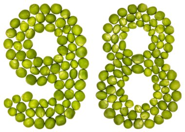 Arapça sayı 98, yeşil bezelye, wh izole üzerinden doksan sekiz