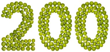 Arapça wh izole rakamı 200, yeşil bezelye, üzerinden iki yüz