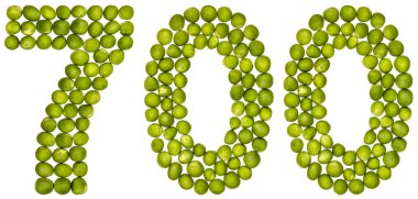 Arapça olarak izole rakamı 700, yeşil bezelye, üzerinden yedi yüz 