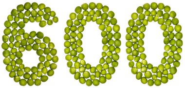 Arapça wh izole rakamı 600, yeşil bezelye, üzerinden altı yüz