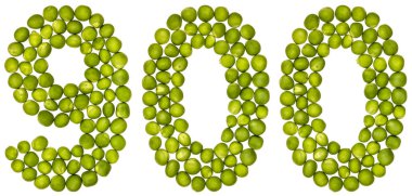 Arapça w izole rakamı 900, yeşil bezelye, üzerinden dokuz yüz