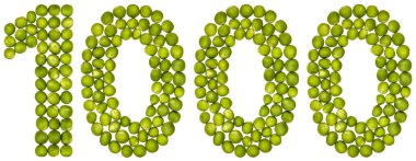 Arapça olarak izole rakamı 1000, 1000, yeşil bezelye, gelen 