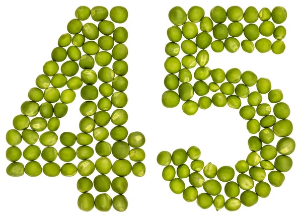 Arapça whit üzerinde izole rakamı 45, yeşil bezelye, üzerinden kırk beş