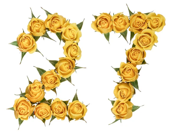 阿拉伯数字 27, 二十七, 从黄色的玫瑰花, 是 — 图库照片