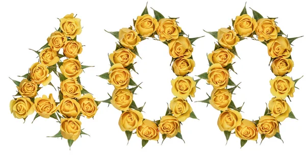 阿拉伯数字 400, 400, 从黄色的玫瑰花, 我 — 图库照片