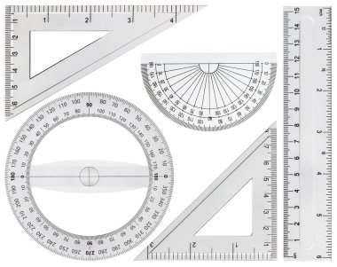 Çizim araçları, cetvel, iletki üçgen, wh izole kümesi