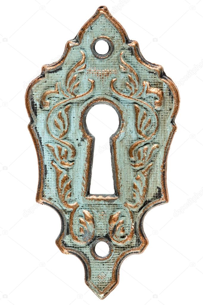 The keyhole, decorative design element, isolated on white backgr