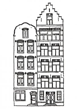 Bir çok katlı bina, damga izlenimi cephe. isol