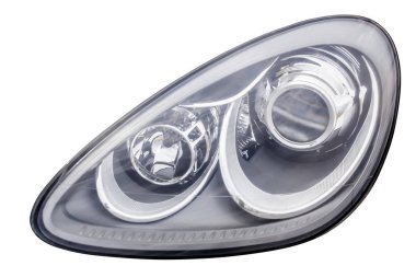Araba closeup, CLI ile beyaz arka plan üzerinde izole Far