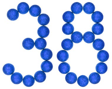 WHI üzerinde izole rakamı 38, dekoratif topları, üzerinden otuz sekiz