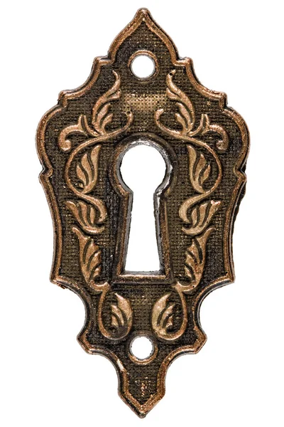 Il buco della serratura, elemento decorativo di design, isolato su schienale biancogr — Foto Stock