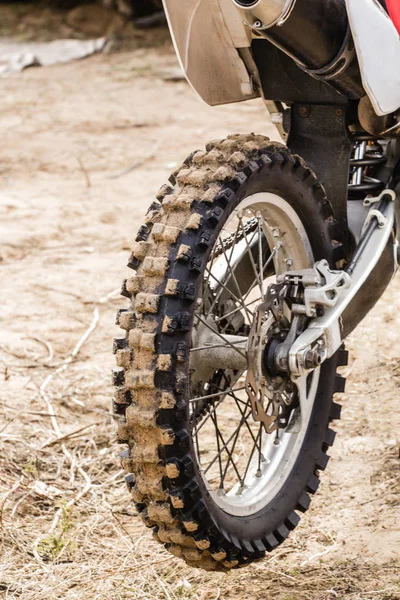 Rear wheel of a sports motorcycle close-up — Stock Photo, Image