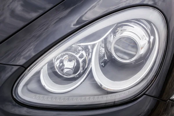 Headlight of modern prestigious car closeup — Stock Photo, Image