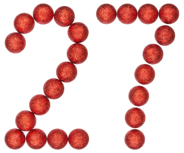 Cijfer 27, zevenentwintig, van decoratieve ballen, geïsoleerd op whi — Stockfoto