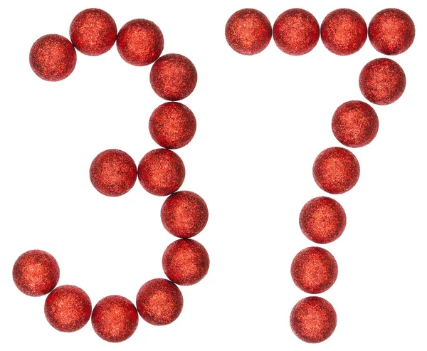 Numeral 37, thirty seven, from decorative balls, isolated on whi — Stock Photo, Image