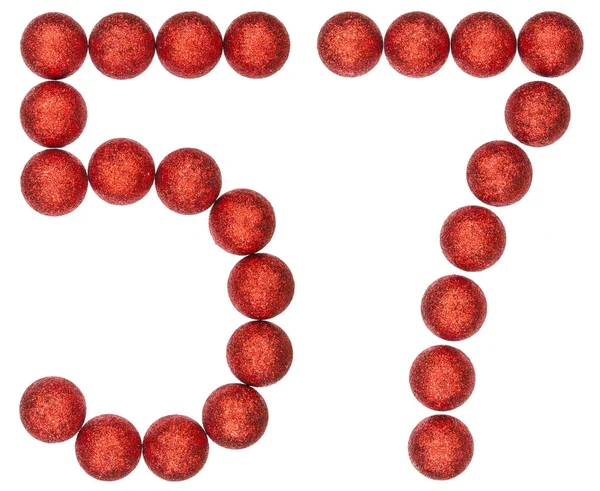 Numeral 57, fifty seven, from decorative balls, isolated on whit — Stock Photo, Image