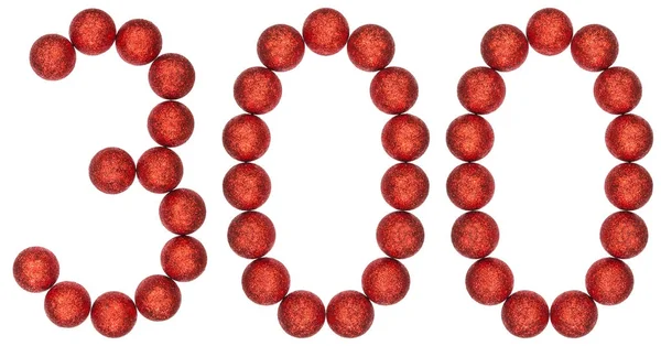 Numeral 300, trezentos, de bolas decorativas, isolado em w — Fotografia de Stock
