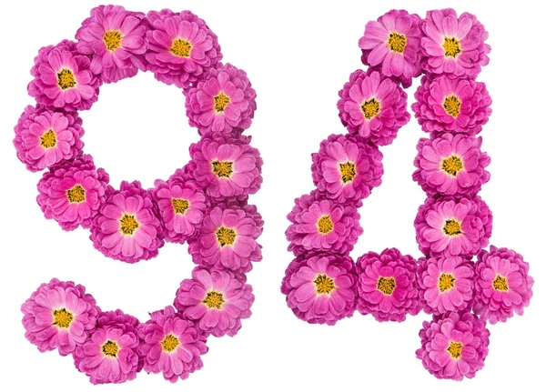 Арабский номер 94, девяносто четыре, из цветов хризантемы, я — стоковое фото