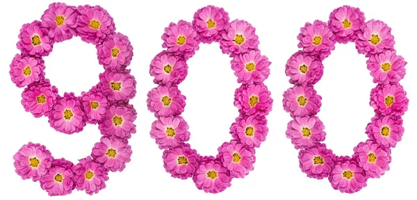 Número arábico 900, 900, de flores de crisântemo , — Fotografia de Stock