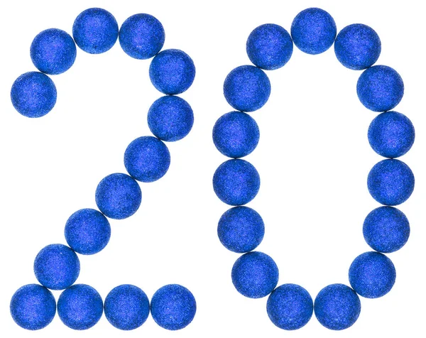 Numeral 20, vinte, de bolas decorativas, isolado em bac branco — Fotografia de Stock