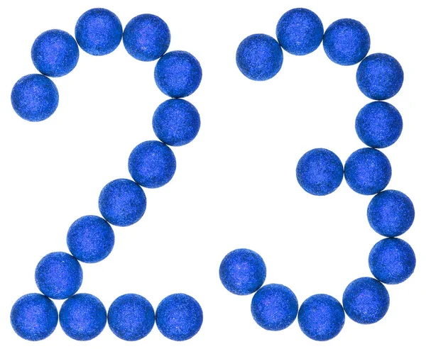 Numeral 23, vinte e três, de bolas decorativas, isolado no whi — Fotografia de Stock