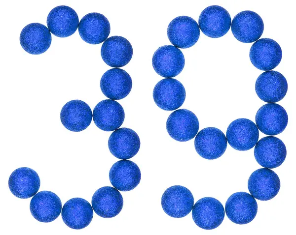 Numeral 39, trinta e nove, a partir de bolas decorativas, isolado no whit — Fotografia de Stock