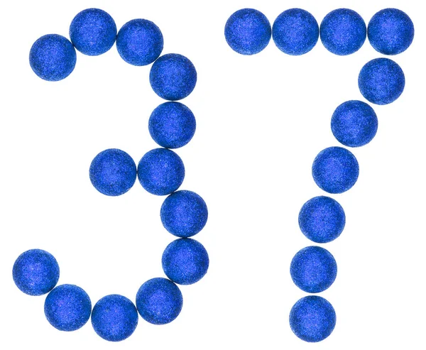Numeral 37, treinta y siete, de bolas decorativas, aisladas en whi — Foto de Stock