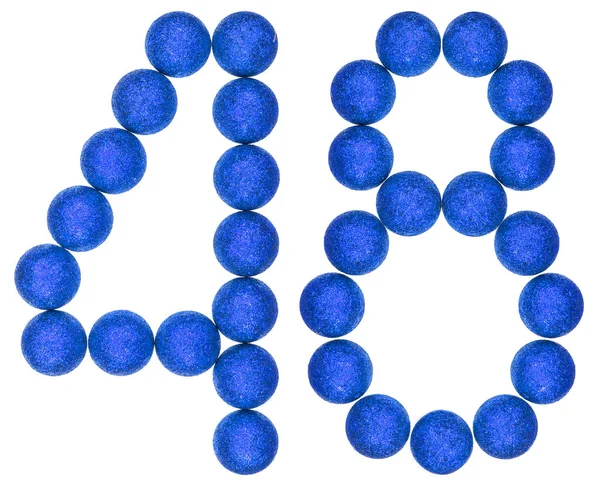 Numerale 48, quarantotto, da palle decorative, isolate su cui — Foto Stock