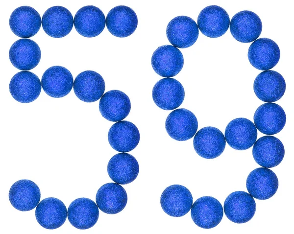Numeral 59, cincuenta y nueve, de bolas decorativas, aisladas en blanco —  Fotos de Stock