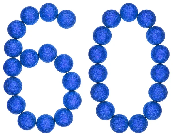 Numeral 60, sixty, from decorative balls, isolated on white back — Stock Photo, Image